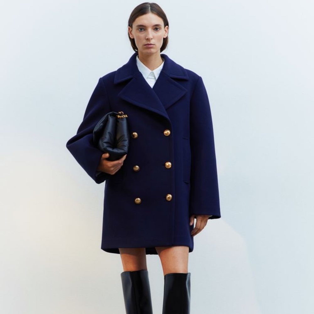 Navy blue double-breasted coat